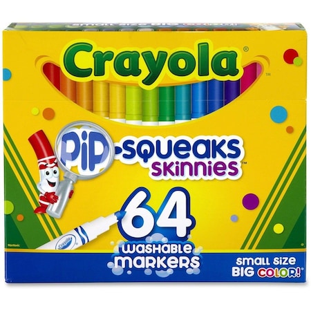 Crayola Washable Markers, Skinnies, Washable, 64 Set, Assorted, PK3 CYO588764
